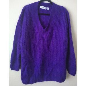 Jennifer Moore Womens Purple Vintage Mohair Chunky Pullover Sweater Medium 10-12